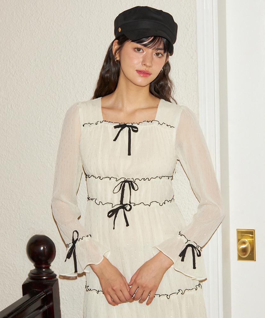 Salon De Yon Glitter Chiffon Princess Dress_ Ivory