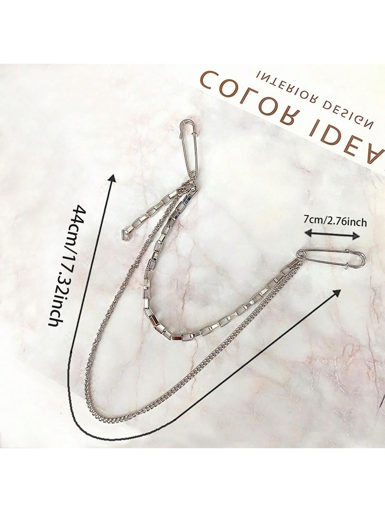 

Панк Подвеска Двойная Цепь Брошь для Женщины и Мужчины Уличная Мода Аксессуары Украшение Хип-Хоп Костюм Ювелирные Изделия Модные Аксессуары