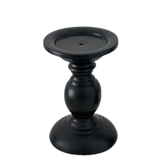 huaqianguhh Vintage Candle Holder, Black Matte Pillar Holders, Metal Heat-Resistant Stand for Scented Candles And Tealights, Retro Candlestick Dining