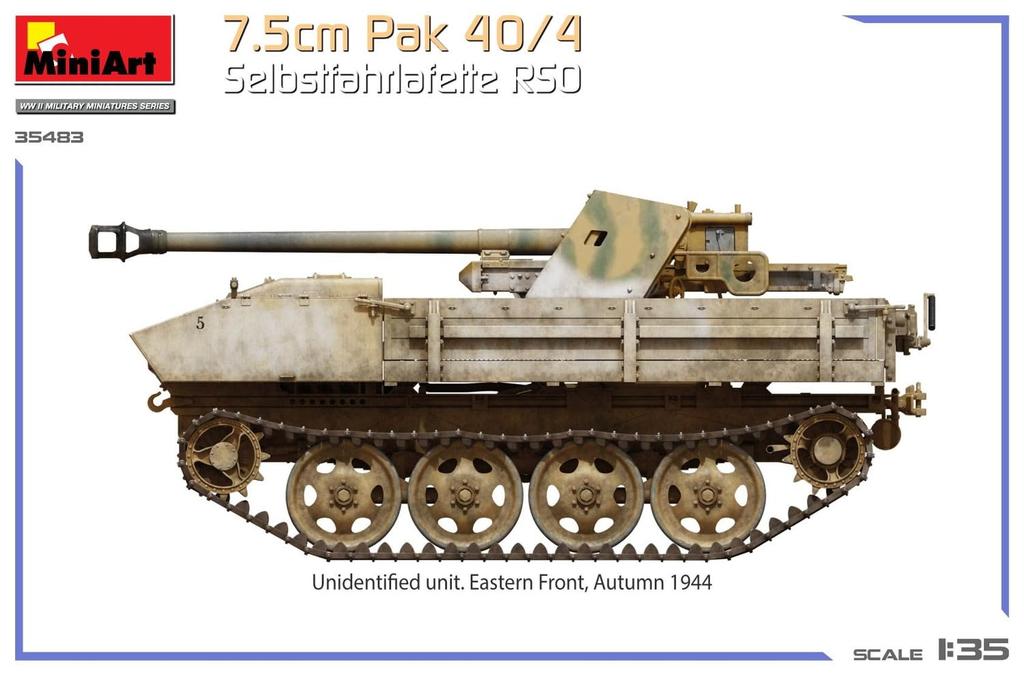 Miniart Gun RSO Plastic Model MA35483 1/35 7.5cm Pak40/4 Self-Propelled (Military Vehicle)