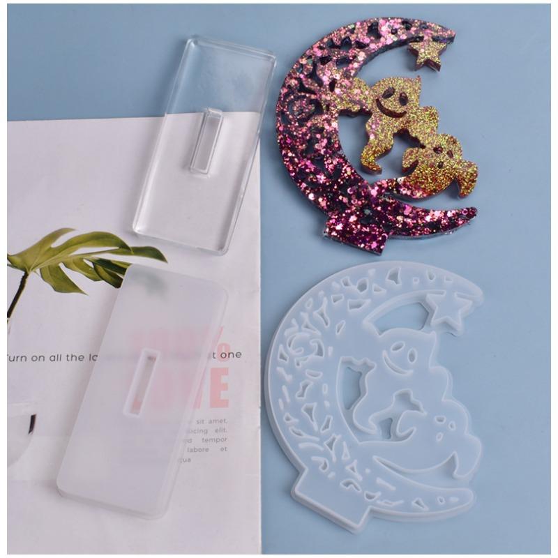 1PC Crystal Epoxy Mold Castle, Ghost Display Board Table Decoration Handmade Silicone Mold