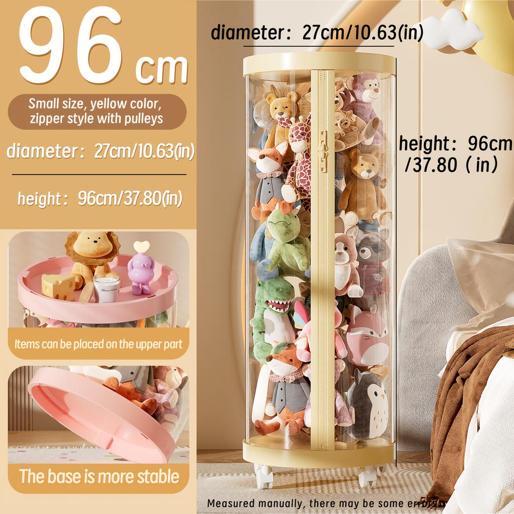 Transparent Storage Box Put Dolls Plush Toys Storage Cylinder with Lid|Perfect for Christmas & Halloween Decor|All-Round Display