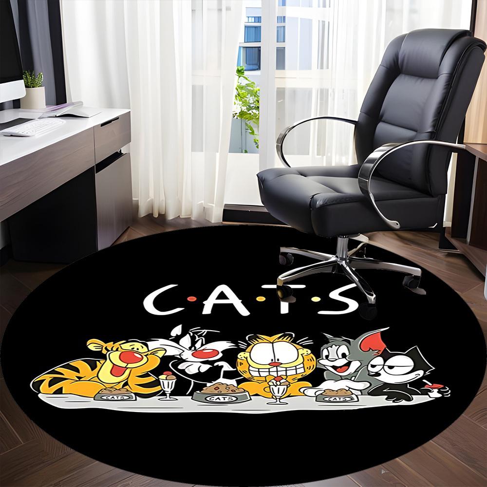 1pc Cartoon Cats Friends Office Round Area Rug, Under Office Chairs Bedroom Living Room Home Decor A1022254