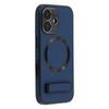 For iPhone 16 Kickstand Case Compatible with MagSafe PC+TPU+PU Phone Back Cover
