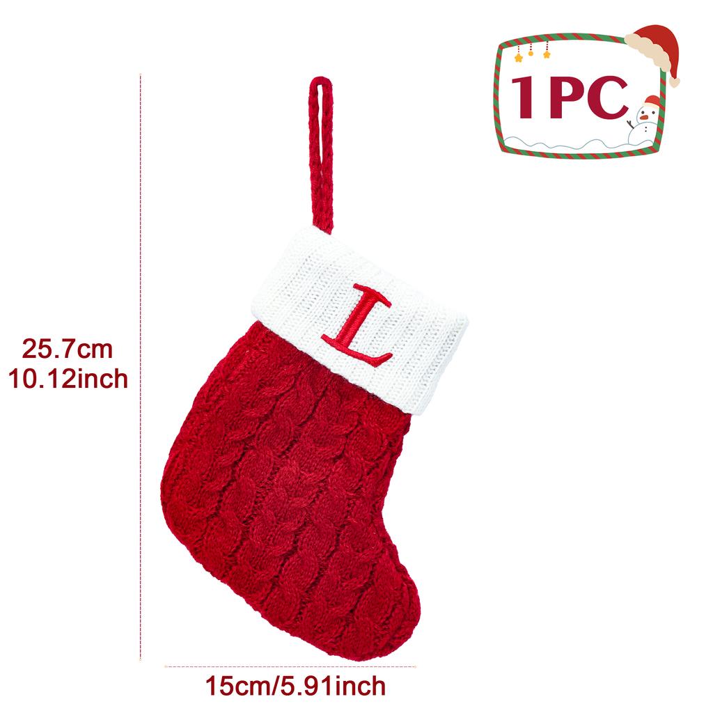 Christmas Socks Knitting Snowflake Letter Stocking Christmas Decoration 2025 For Home Xmas Tree Ornament Gift Navidad Natal 2026