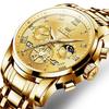OLEVS Men's Stylish Chronograph Watch, Popular Brand for Business, Large, Easy-to-Read Analog, Waterproof Quartz Movement, Gold