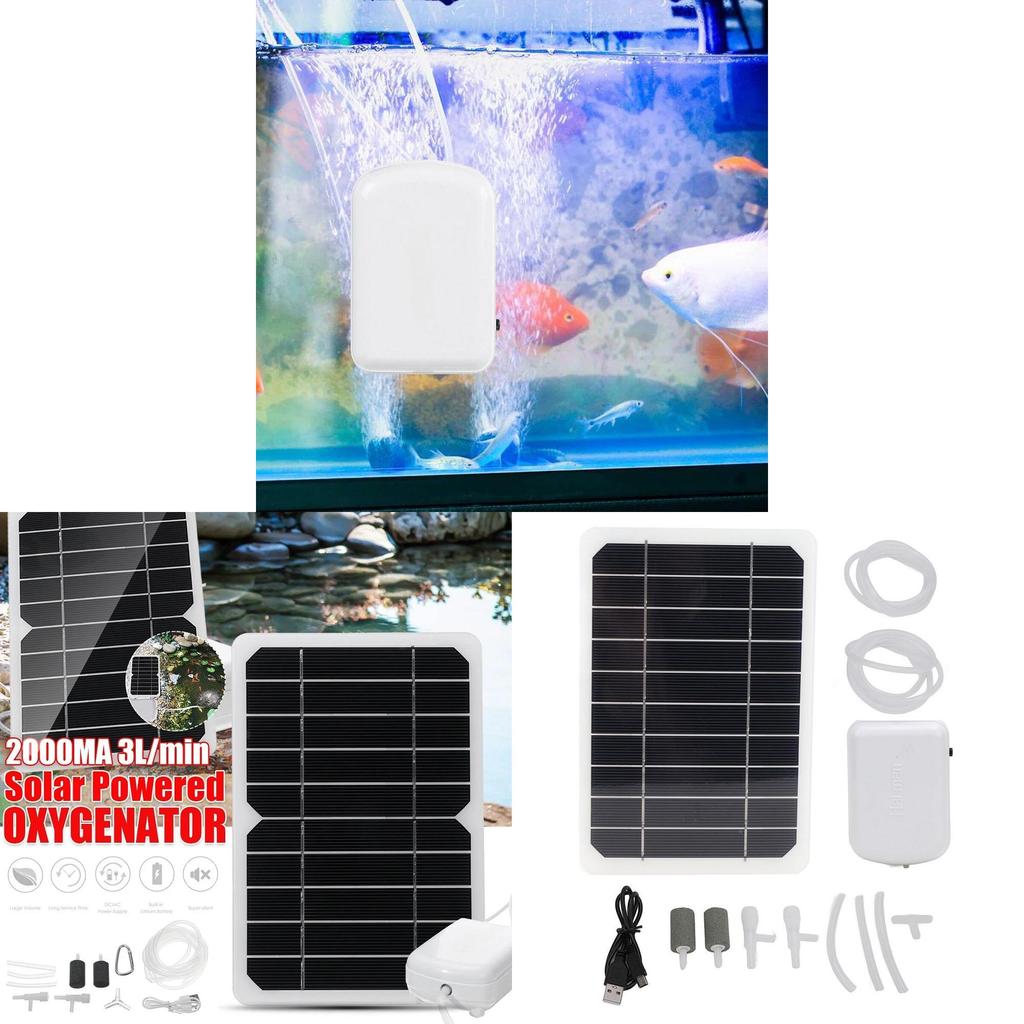Solar Powered Aerator Pump With Rechargeable Battery For Fish Tanks And Outdoor Fishing
