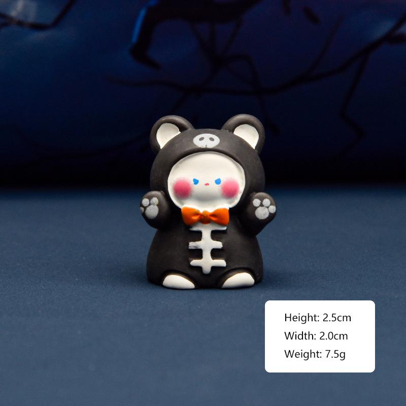 Mini Halloween Ornament Cartoon Pumpkin Ghost Broom Witch Figurine Micro Landscape Car Interior Home Desktop Decoration