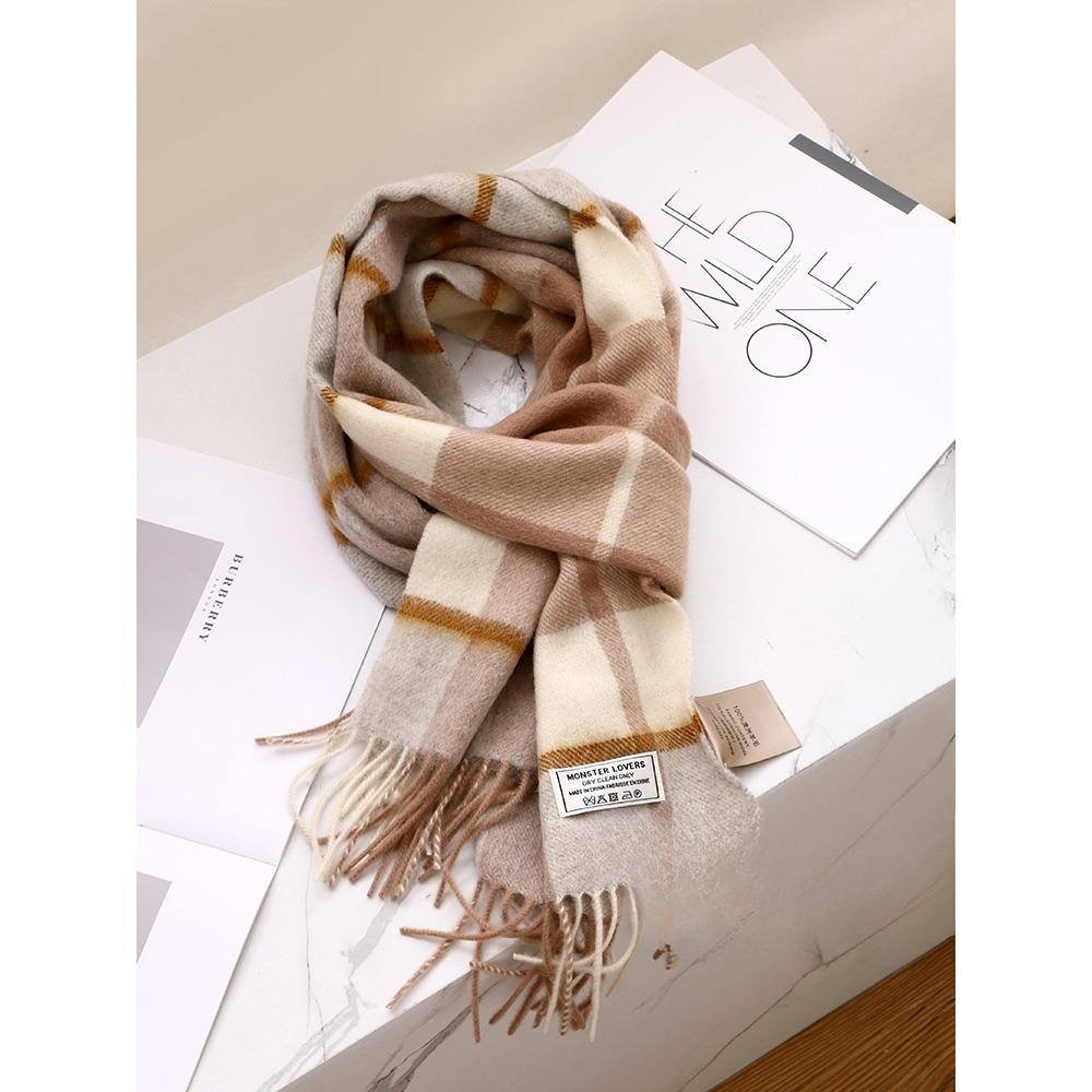 Лучшие товары в Великобритании 100% шерстяной клетчатый шарф женский зимний студенческий — фото 10