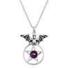 Jun An E-commerce Gothic Silver & Black Onyx Pentagram Necklace