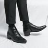 Men's Korean Style Mid-Calf High Heel Leather Boots - Pointed Toe Hairstylist Business Shoes