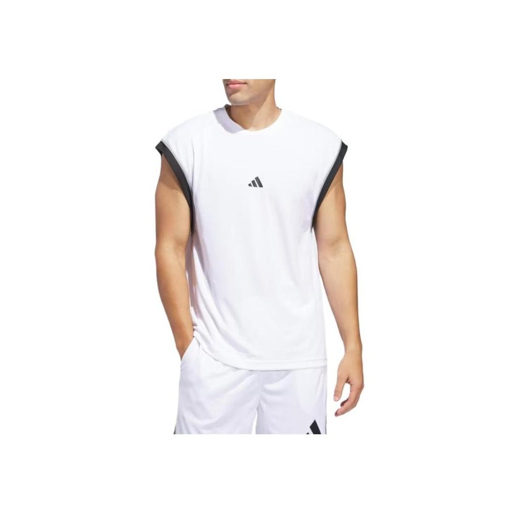 Adidas Loose Comfortable Breathable Round Neck Basketball Vest Men Tops White JN4724
