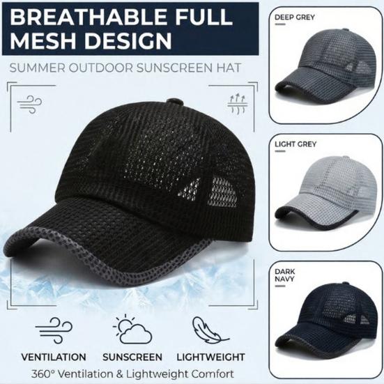 Baseballkappe Ultra-Leicht Netz Atmungsaktiv Hut 360 Grad Belüftung Sonnenschutz Outdoor Sport Laufen Hut Sommer Baseballkappe