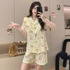 Yellow Lace Kitten Pajamas Women's Summer Short-sleeved Shorts Ins Style Suit Women's Casual Loungewear