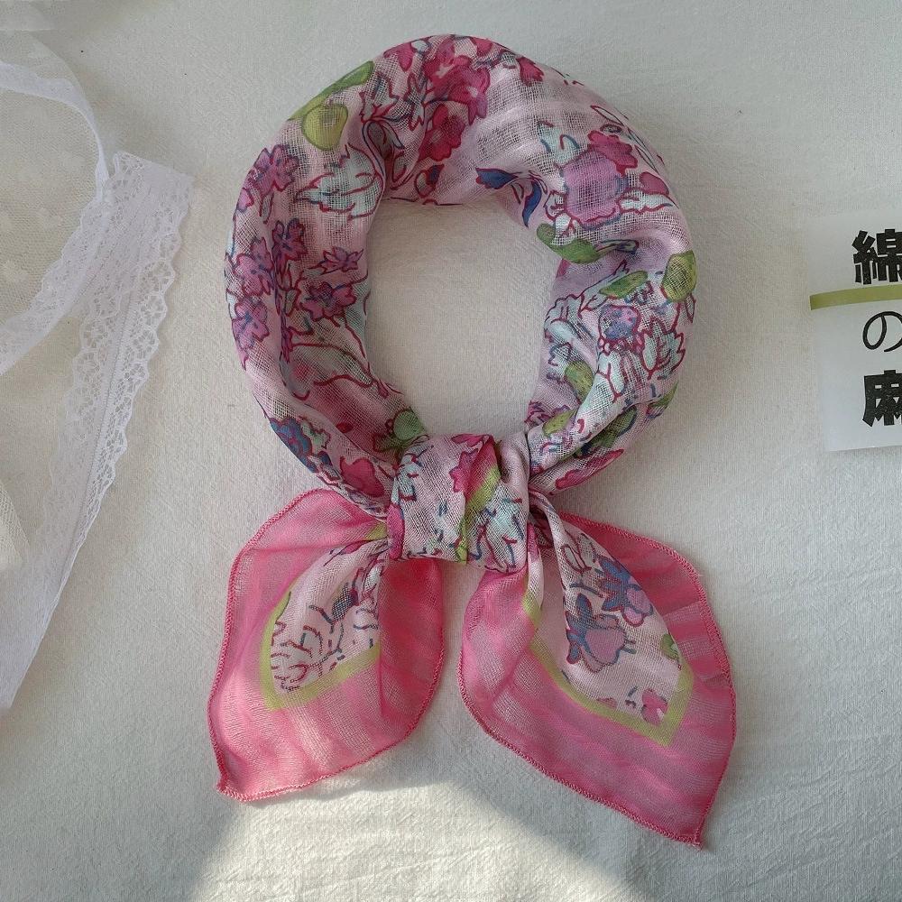 58*58Cm Women Square Neckerchief And Headscarf Female Floral Print Small Shawls Scarves Spring Summer Headband Scraves
