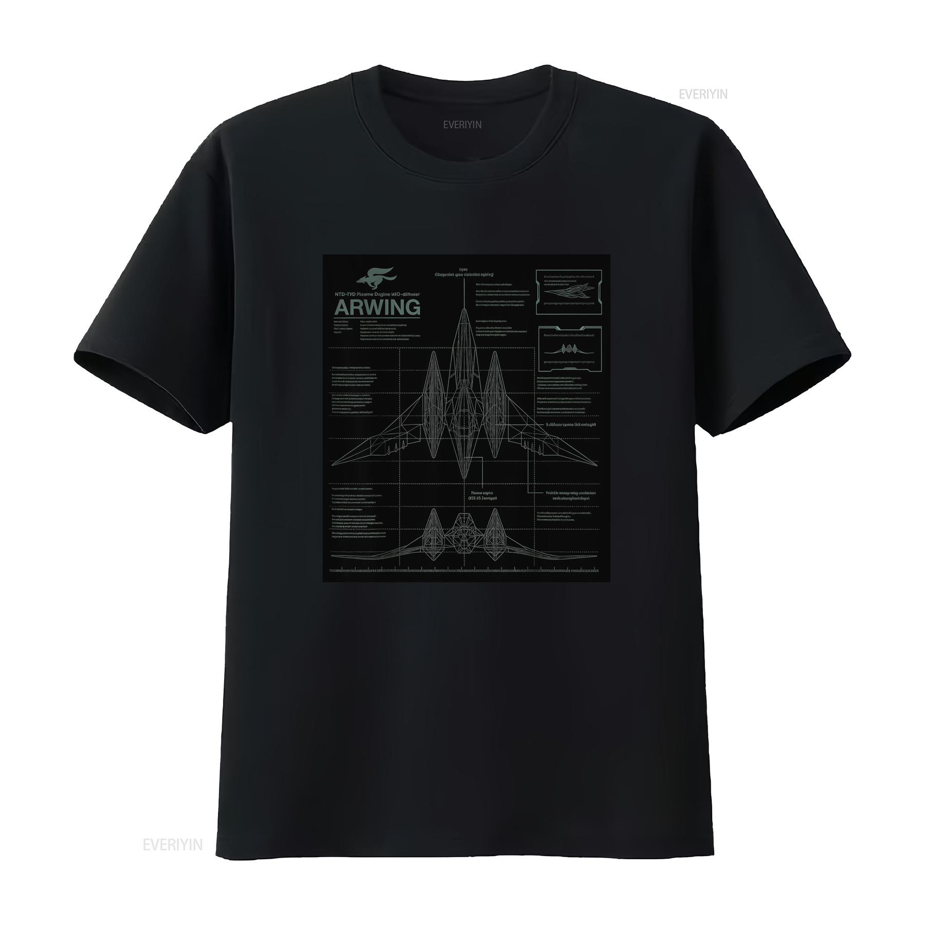 

Star Fox Mens T Shirt Starfox Arwing Schematics Unique Gaming Design vintage Washed homme Stretched Stylish Slightly M