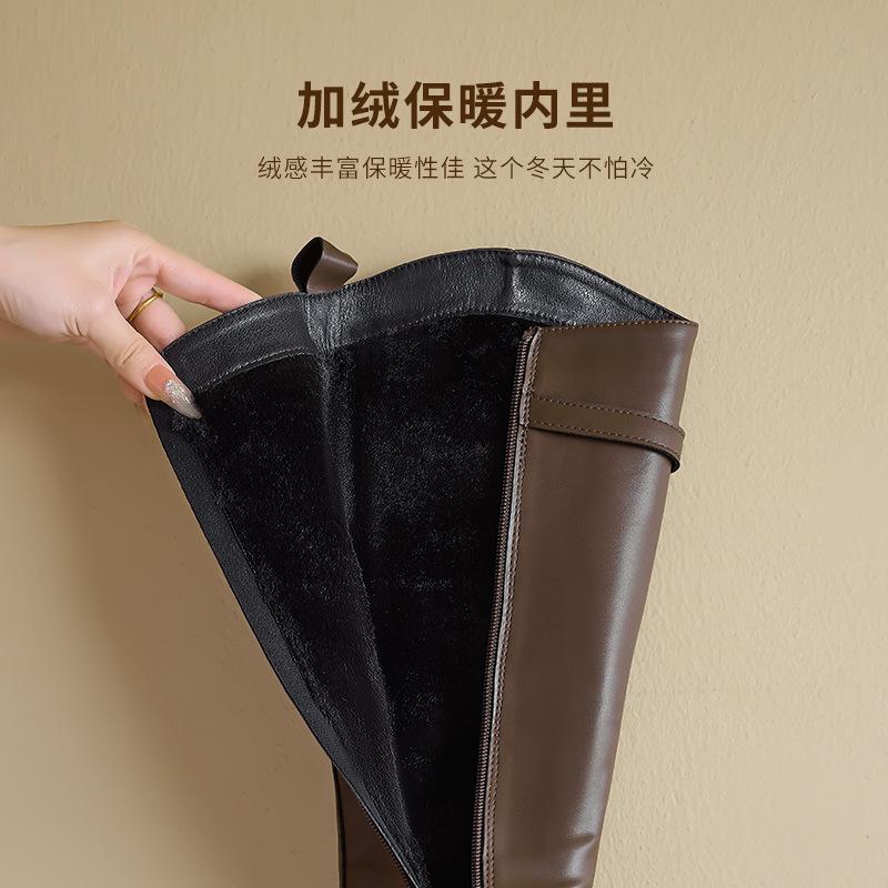 Long Boots Spring New Velvet Thick-soled Maillard Martin Boots Tall Knight Boots