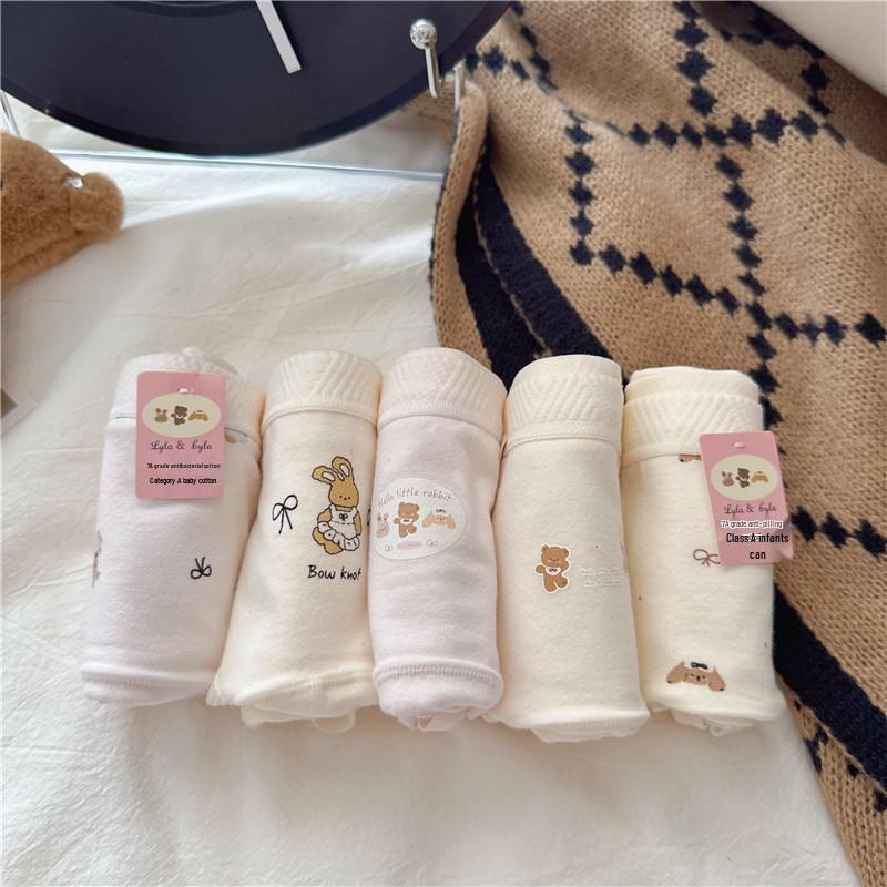 Damen-Slips aus reiner Baumwolle, antibakteriell, mittelhoch geschnitten, mit süßem Kaninchenmuster - Extra langer Schritt, hüftumschließendes Dreiecksdesign