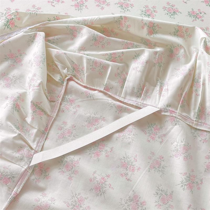 1c Pure Cotton Bed Skirt Floral Style Bed Cover Lace Mattress Protector Skin-friendly Bedspread roupa de cama (No Pillowcase)