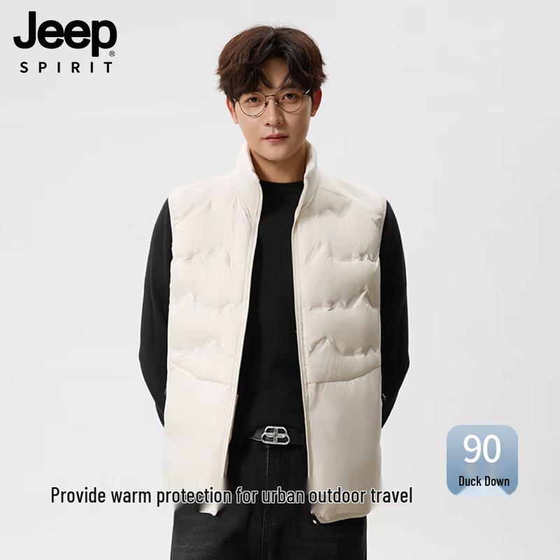JEEP SPIRIT Men's 90% Duck Down Stand Collar Vest
