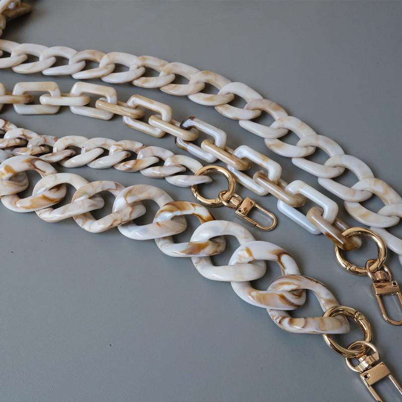 New Fashion Woman Bag Accessory Detachable Parts Replacement Chain Beige Resin Luxury Strap Women Acrylic Shoulder Handle Chain