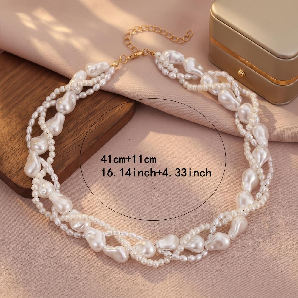 White Pearl Choker Chain Necklace Baroque Pearl Long Chain Necklace Pearl Necklace  For Women Lady