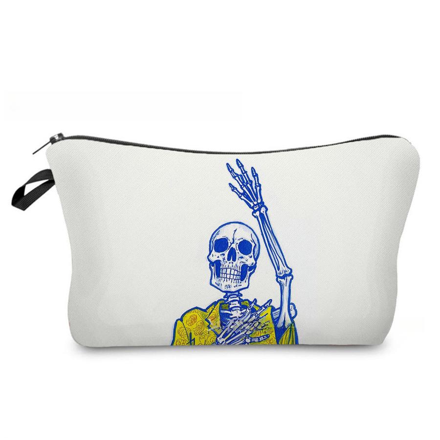 Women Skull Print Cosmetic Bag Toiletries Organize Travel Storage Case 6867 KTB