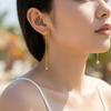 Bow Heart Drop Earrings for Women, Dainty Long Chain Threader Earrings , Minimalist 18K Gold Plated Temperament Jewelry