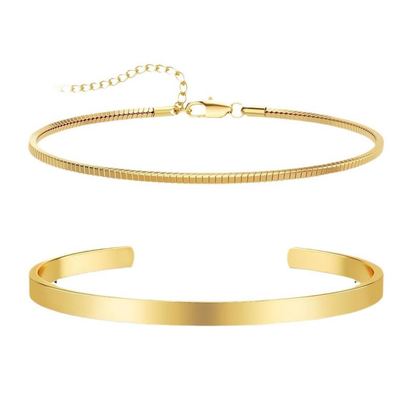 Stackable Bracelets for Men, 925 Silver/14K Gold Plated Bracelet Sets Dainty Cuff Bangle Box Cuban Link Bracelets