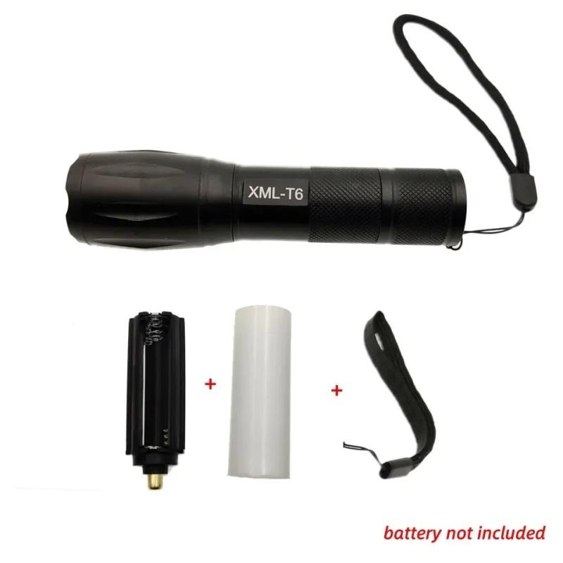 T6 Led Flashlight Ultra Bright Torch 5 Switch Modes Zoomable Focusing Bike Light 18650 Battery/AAA for Camping