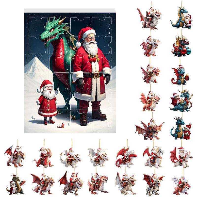 New Christmas Advent Countdown Blind Box: 24 Days of Christmas Tree Ornaments with Dinosaur Pendants