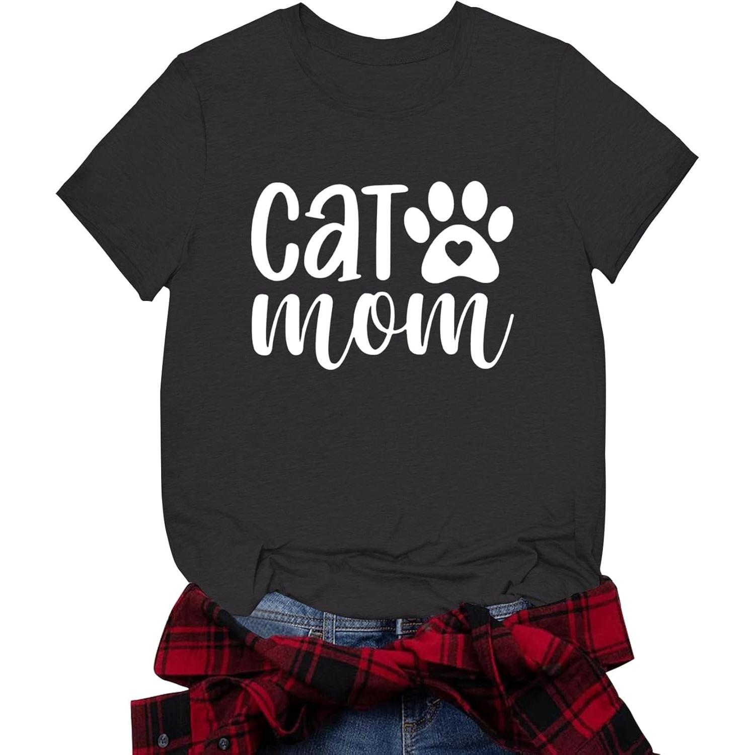 Mom Shirts for Women Mama Letter Print T-Shirt Mama Shirt Life Tops S чёрный