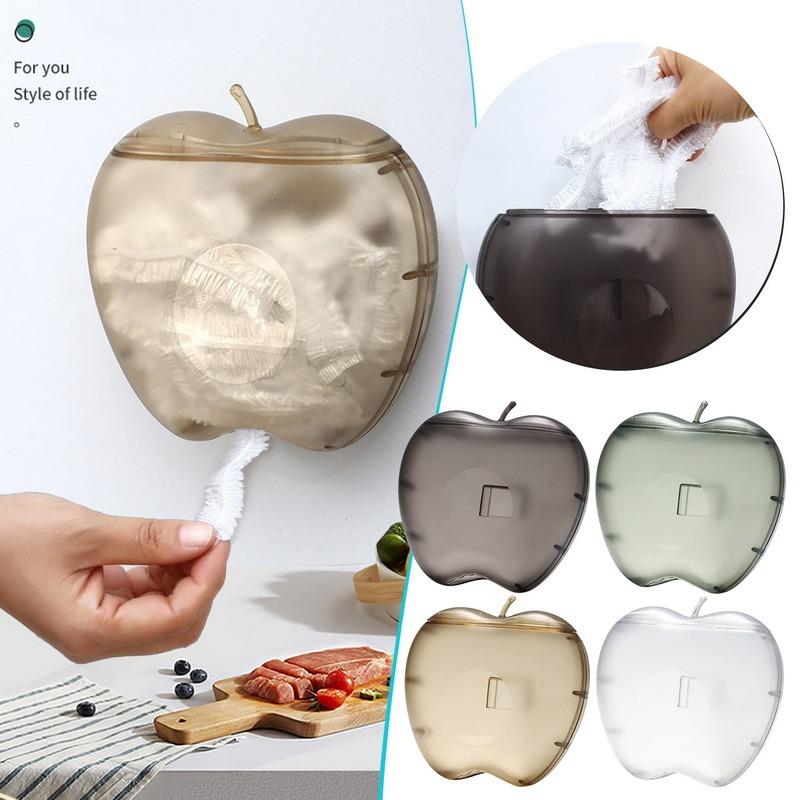 Apple Shape Disposable Food Cover Storage Box Wall-mounted Plastic Wrap Elastic Fresh Keeping Bag Organizer Kitchen Containers