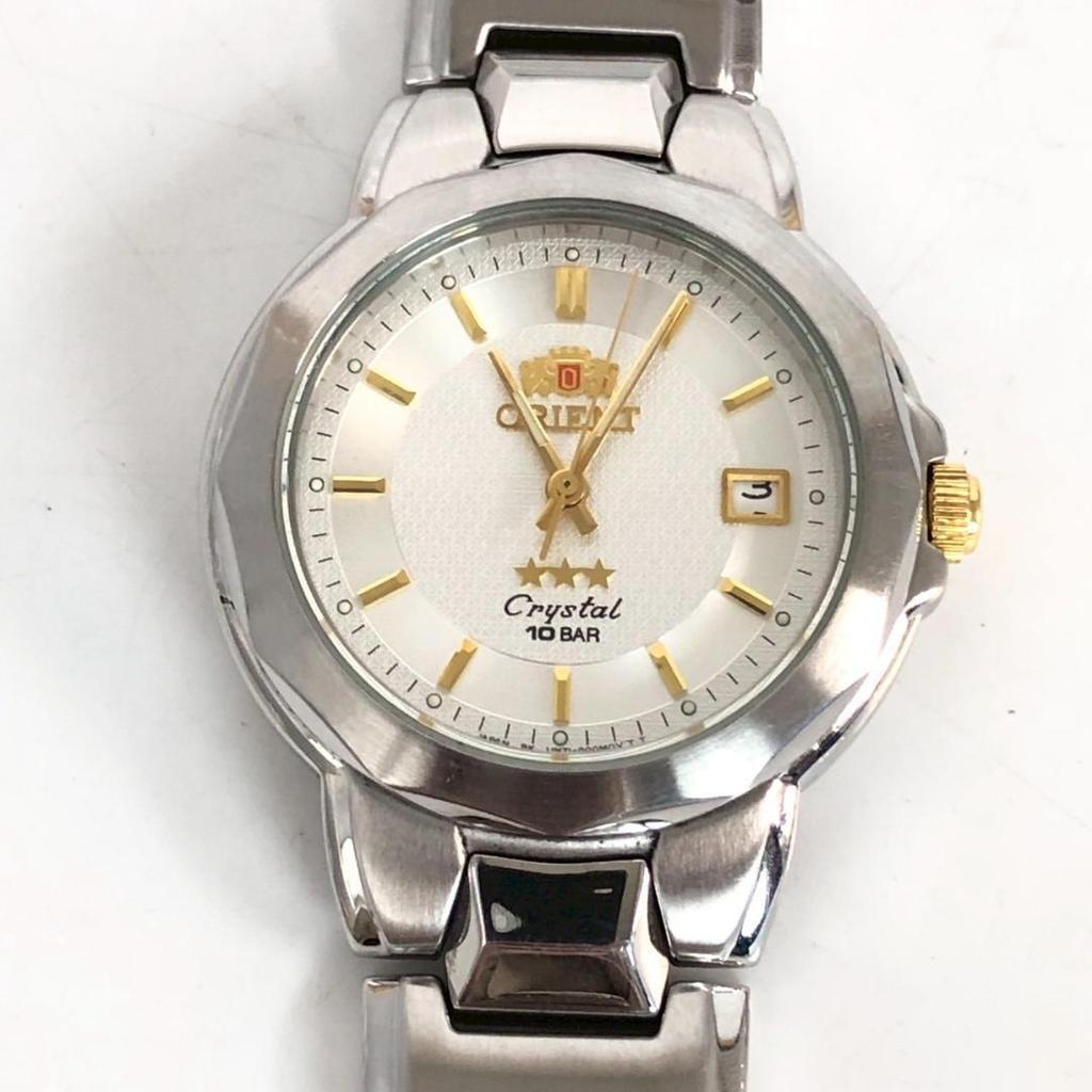 Usado Relógio ORIENT Orient Crystal Three Star Automático 21 Rubis Data Dia Calendário Prata Dourado Retro Analógico Masculino