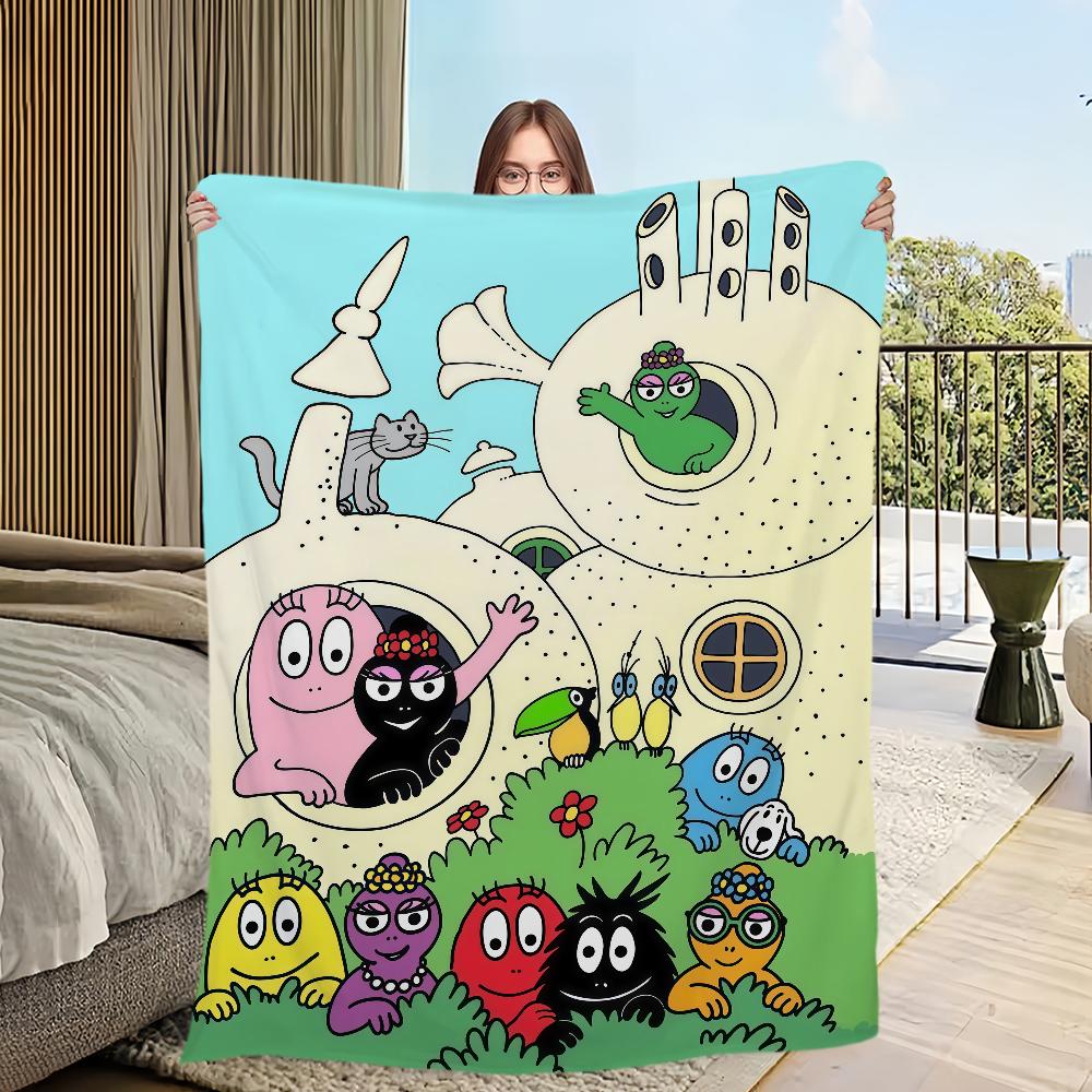 Cartoon Cute B-Barbapapas Blanket For Sofa Room Microfiber Bedding Blanket office Travel Gift Home 30x40in