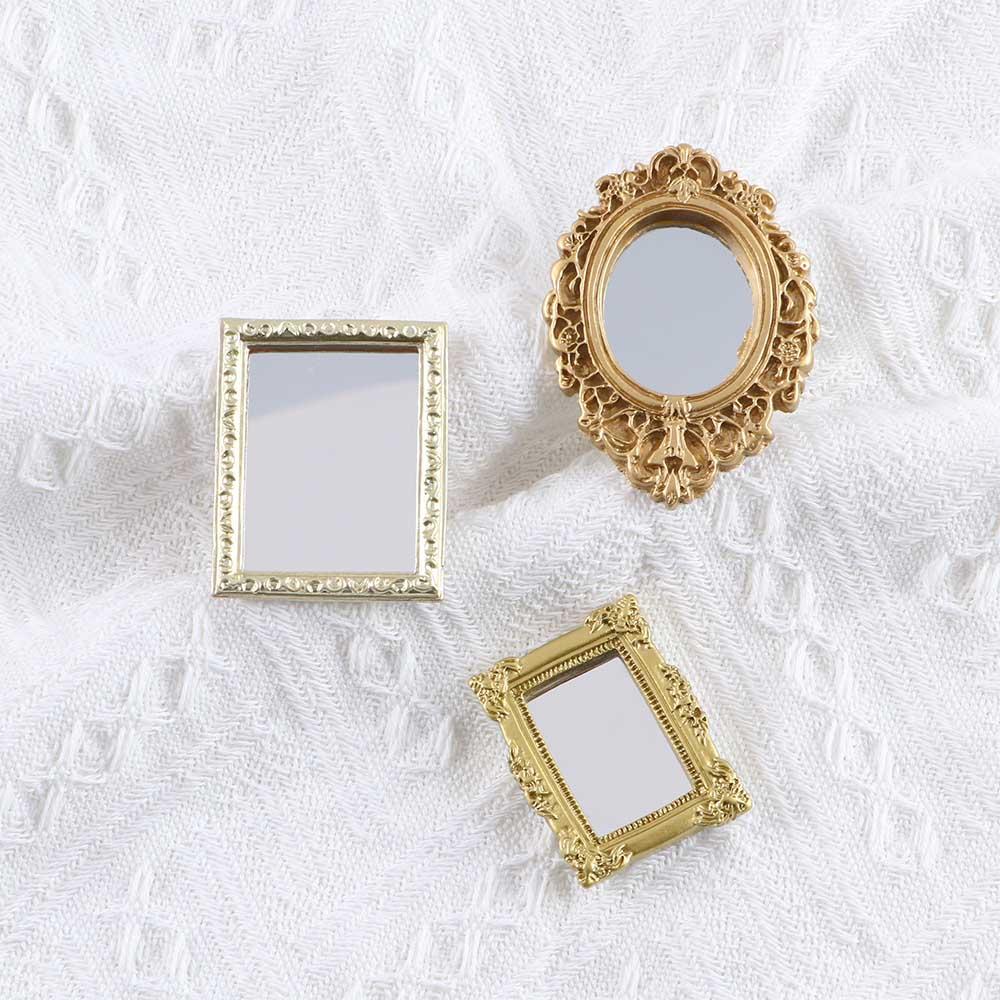 European Frame 1/12 Tiny Elegant Mini Dollhouse Mirror Ornament Furniture Miniature