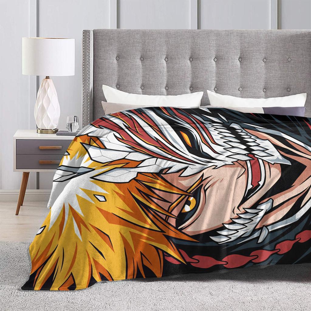 Bleach Kurosaki Ichigo Anime Cartoon Blanket Quality Warm Throw Blanket Winter Airplane Travel Outdoor Print Bedspread