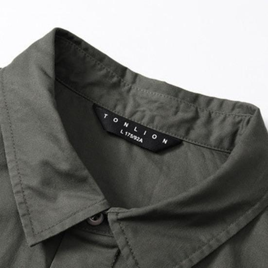 Hem Kurzarm Taschen Einfarbig Locker Knöpfe Hemd für die Schule