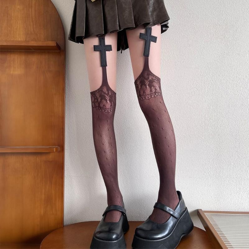 Sweet Elegant Women Thigh High Stockings Fashion Thin Hollows Long Tights Women Half Leg Tube Stockings Girl Garter Socks