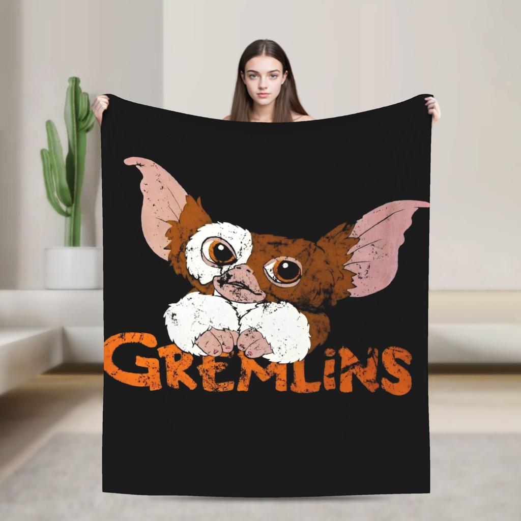 Gizmo Mogwai Monster Gremlins Flanelldecke Weiche Kuscheldecke für Wohnzimmer Flugzeugreise Lustige Bettdecke Sofabettbezug