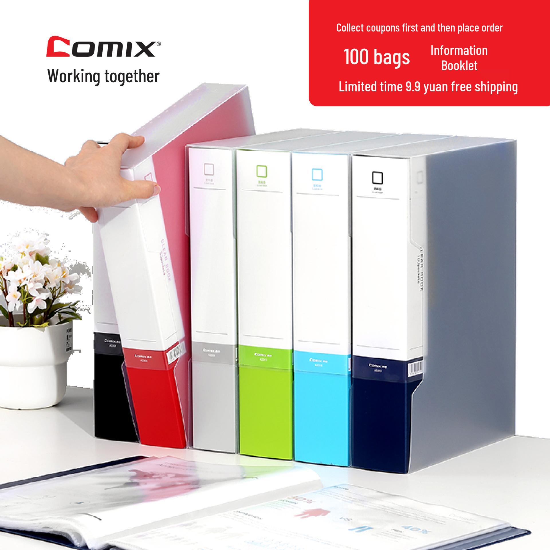 Qixin A3310 A4 Document Binder with 100 Page Protectors and Multi-layer Transparent Insert Pages