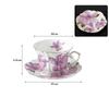 Keramik-Teetasse und Untertasse Set Lila Blume Latte-Kaffeebecher Untertassen-Set Porzellantassen Kaffee-Teetasse Zuhause Café Trinkgeschirr Geschenk
