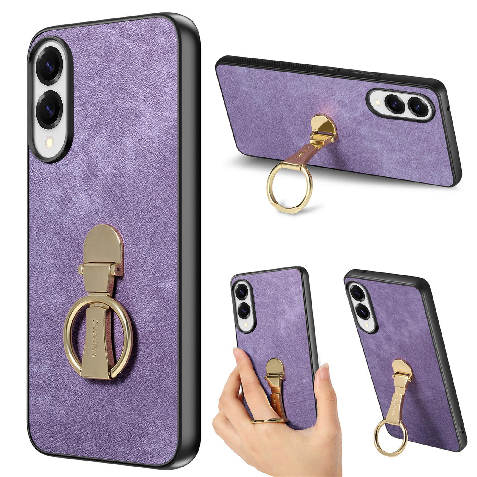 

For Samsung Galaxy S25 Edge Case CASENEO D22 Folding Kickstand Retro Leather Back Phone Cover Purple