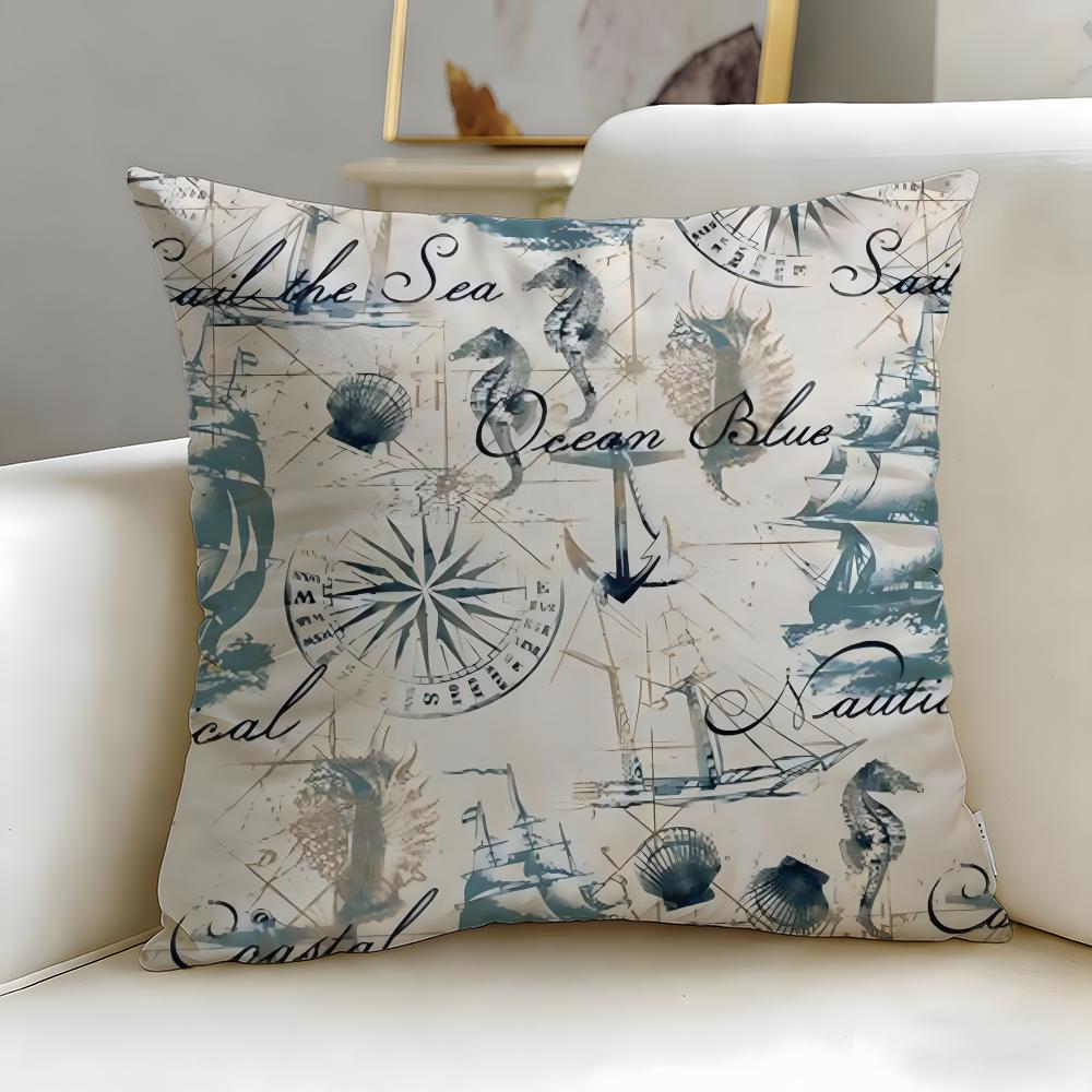 Classic Theme Marine Animals Cushion Cover Soft  EasyWash Pillow Case  Versatile for Couch Bed Travel and Office