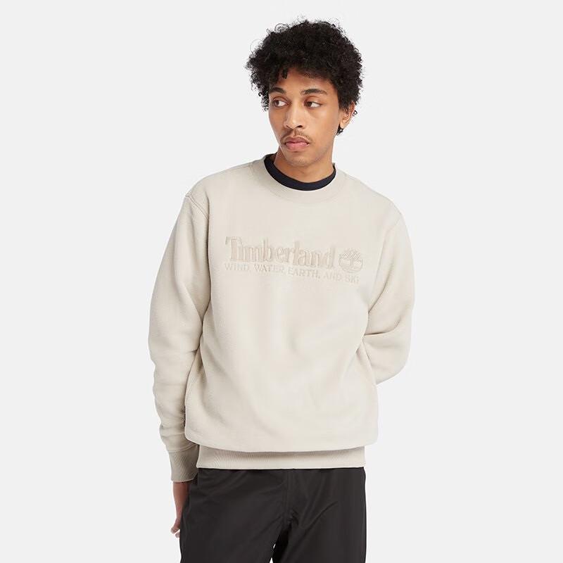 Timberland Letter Logo Printed Fleece Outdoor Casual Moisture-Wicking Sweatshirt Men Sweatshirt Sand A2NTZ-CY2