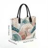  Boho Wave Printed Canvas Tote Bag Casual Large Capacity Shopping Handbag for Daily Use