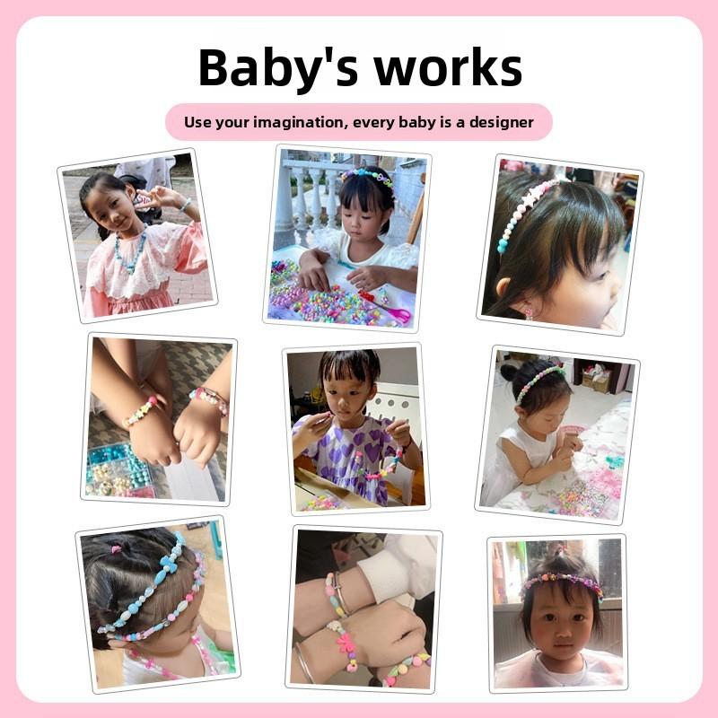 Children Bead Crafting Set Colorful Plastic Materials Handmade Accessories Gift