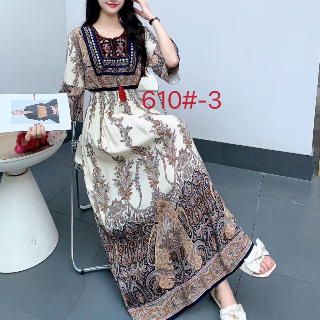 Island Vacation Skirt Xishuangbanna Travel Wear Cotton and Silk Floral Dress Xia Bohemian Skirt