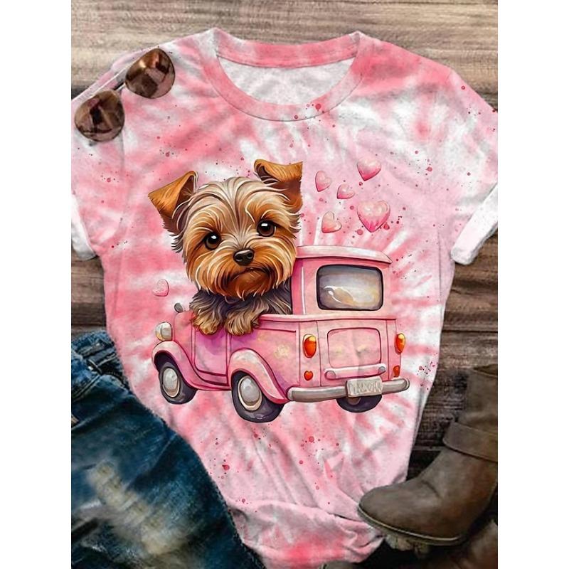 Women's T-shirt 3D Printed Cute Animal T Shirt For Women Funny Dog Pattern Tees Summer New T-Shirts Short Sleeves Tops