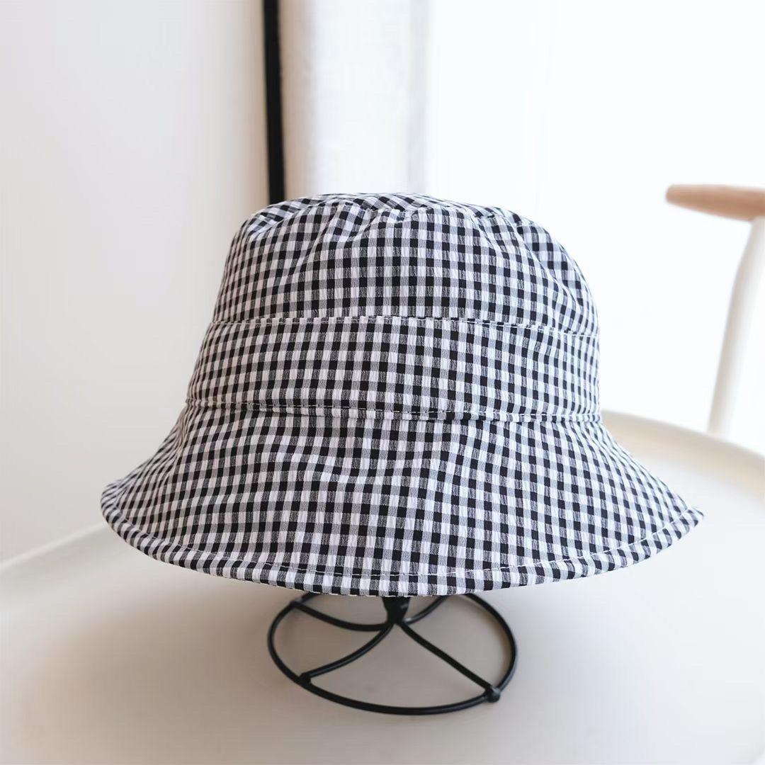 

Женская клетчатая шляпа-ведро, летняя ультрафиолетовая дорожная шляпа с бантом и козырьком, солнцезащитная шляпа с полями one size чёрный
